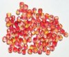 100 4mm Faceted Crystal, Yellow, & Red Firepolish Beads